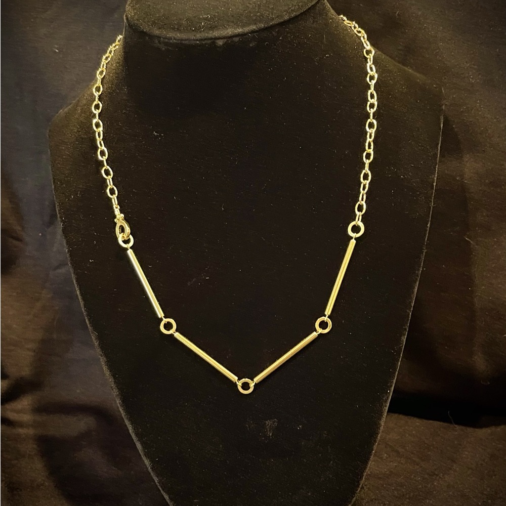 Yellow Gold Bar and Chain Necklace